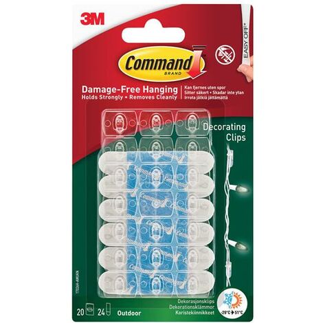 Command 17026H-AW Clear Outdoor Decorating Clips (Pack 20) COM17026HAW (1/2)