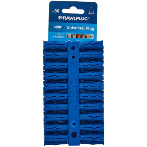 Universal wall plugs for concrete, brickwork, stone, plasterboard – Instant grip – Anti-rotation features – Pack of 80 plugs – Rawlplug (1/4)