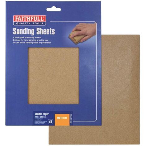 Faithfull Glasspaper Sanding Sheets 230 x 280mm Medium 80G 5 FAIAGPP5M (1/2)