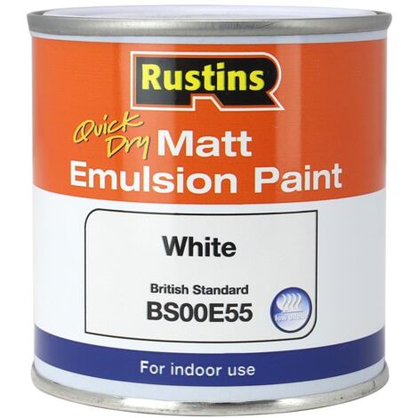 Quick dry matt emulsion paint white 250ml – High-performance for interior use – Smooth finish for wear and tear areas – Rustins (1/3)