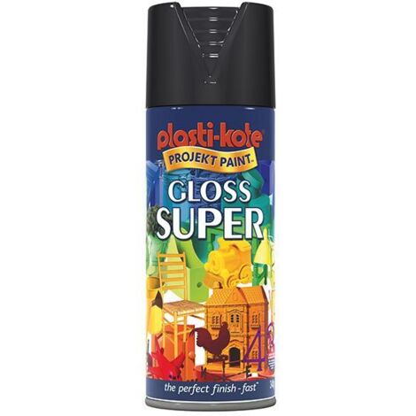 PlastiKote Super Gloss Spray Paint 400ml - Black (1/3)