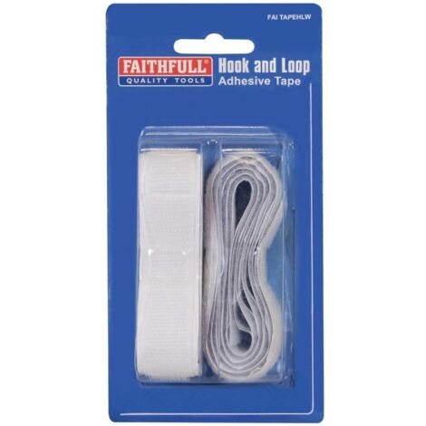 Faithfull 0170201WHLHTB Hook & Loop Self-Adhesive Tape 20mm x 1m White FAITAPEHLW