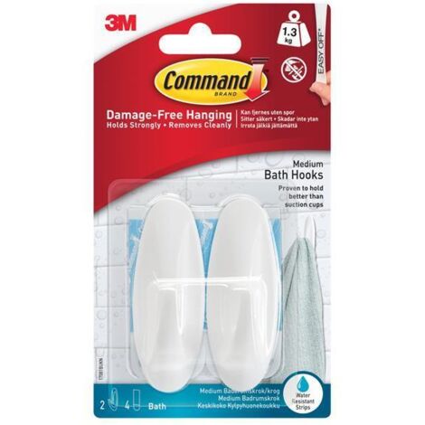 Command 17081B Medium Bathroom Hooks (Pack 2) COM17081B (1/3)