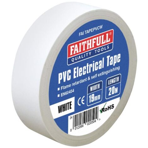Faithfull 00351920WHTB PVC Electrical Tape White 19mm x 20m FAITAPEPVCW (1/5)