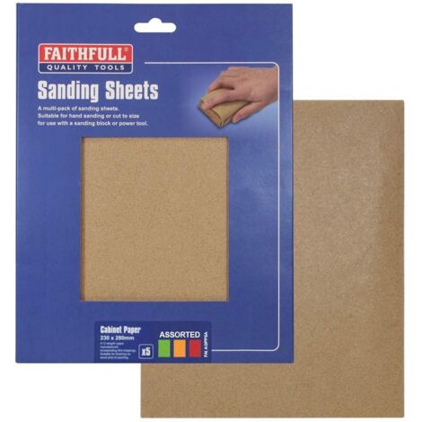 Faithfull Glasspaper Sanding Sheets 230 x 280mm Assorted 5 FAIAGPP5A (1/2)