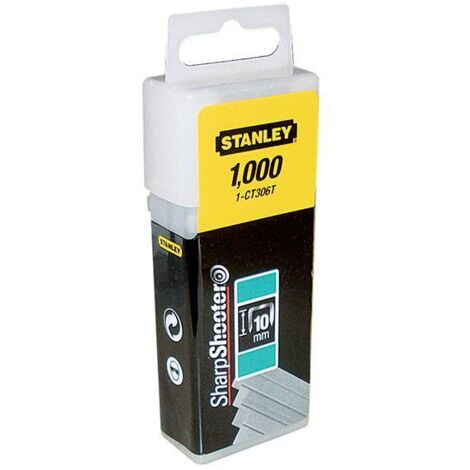 STANLEY 1-CT308T Flat Narrow Crown Staples 12mm CT308T (Pack 1000) STA1CT308T