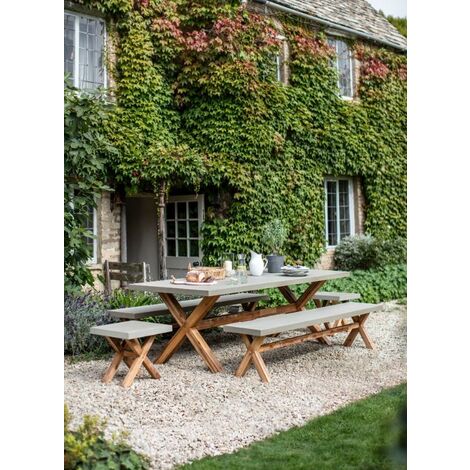 Garden Trading Outdoor Indoor Burford Dining Table & Bench Stool Set Natural (1/5)