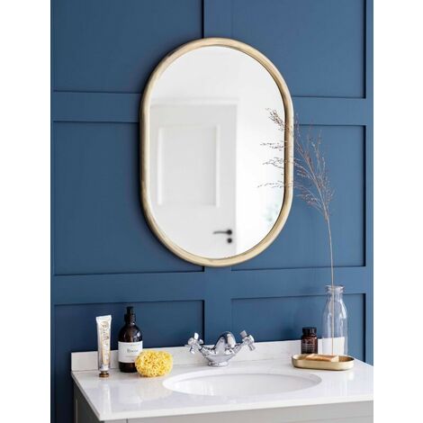 Garden Trading Indoor Novello Oval Wall Hallway Lounge Mirror Antique Brass Iron