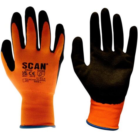 Scan 2ARK46J-26 Hi-Vis Orange Foam Latex Coated Gloves - XL Size 10 SCAGLOLATOXL