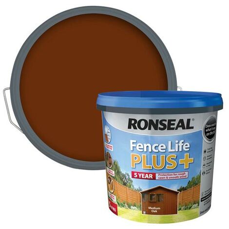 Ronseal 37622 Fence Life Plus+ Medium Oak 5 litre RSLFLPPMO5L