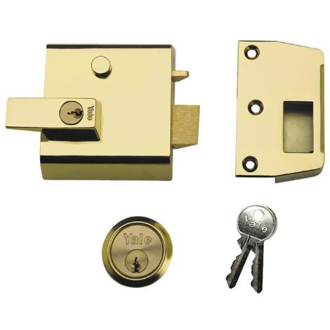 Yale Locks P1 Double Security Nightlatch 60mm Backset Brasslux Finish Visi YALP1B