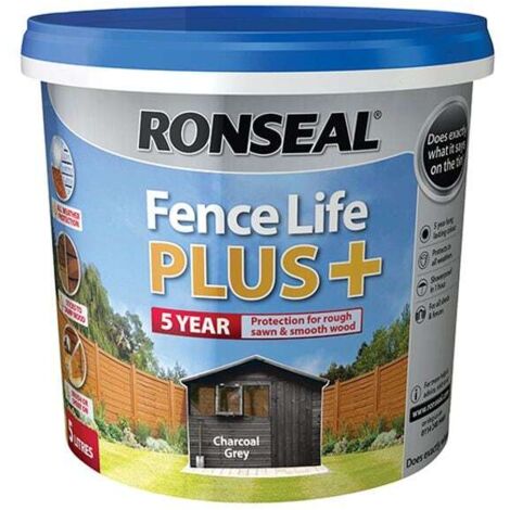 Ronseal 38394 Fence Life Plus+ Charcoal Grey 5 litre RSLFLPPCG5L