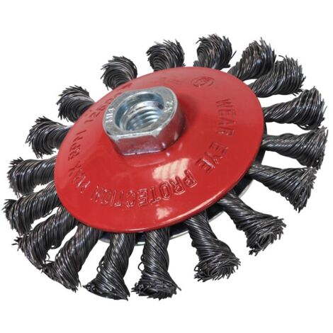 Faithfull 12100101500 Conical Wire Brush 100mm M10x1.5 Bore, 0.50mm Wire FAIWBTC100MC