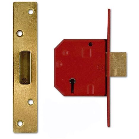 UNION J2134E-PL-2.50 2134E 5 Lever BS Mortice Deadlock Satin Brass Finish 67mm 2.5in Box UNNJ2134EP25 (1/2)