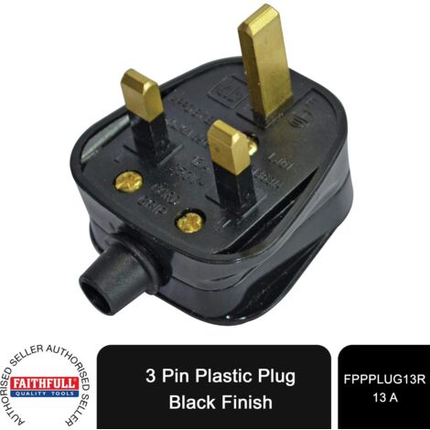Faithfull Power Plus RP13AB-TB Black Plug 13A FPPPLUG13R (1/5)