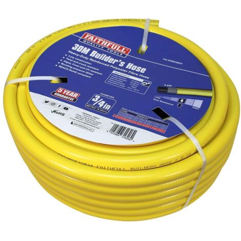 Faithfull CT085023112BKYE01 Heavy-Duty Reinforced Builder's Hose 30m 19mm (3/4in) Diameter FAIHOSE30B34 (1/5)