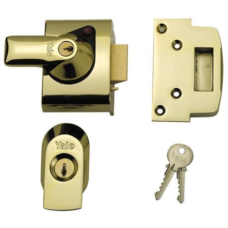 Yale Locks BS2 Nightlatch British Standard Lock 40mm Backset Brasslux Finish Visi YALPBS2BLX