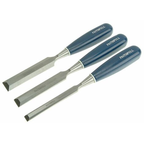 Faithfull Bevel Edge Chisel Blue Grip Set, 3 Piece FAIWCBS3BC (1/3)