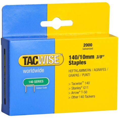 Tacwise 0347 140 Series Heavy-Duty Galvanized Staples, 10mm Length, Type T50 G, Pack of 2000 (1/3)