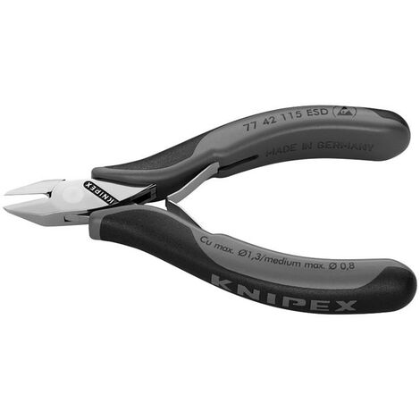 Knipex 77 42 115 ESD ESD Electronics Diagonal Cutters - Pointed Head Flush Cut Non Bevelled 115mm KPX7742ESD