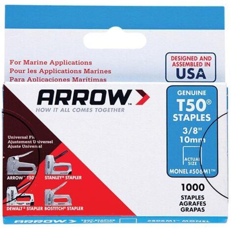 Arrow A506M1 T50M 506m Monel Staples 10mm (3/8in) (Box 1000) ARRT5038MS (1/3)