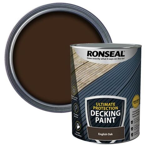 Ronseal 39149 Ultimate Protection Decking Paint English Oak 5 litre RSLDPEO5L (1/4)