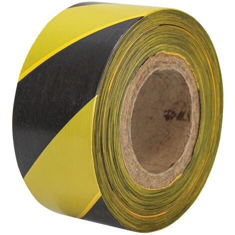 Faithfull Barrier Tape 70mm x 500m Black and Yellow PVC Non-Adhesive Safety Tape (1/2)