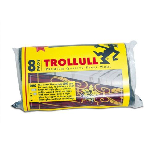 Trollull TRL771274 Extra Large Steel Wool Pads Grade 00 Pack 8 TRO771274