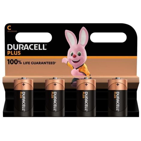 Duracell Plus C Alkaline Batteries (LR14 / MN1400), 1.5V, 4-Pack