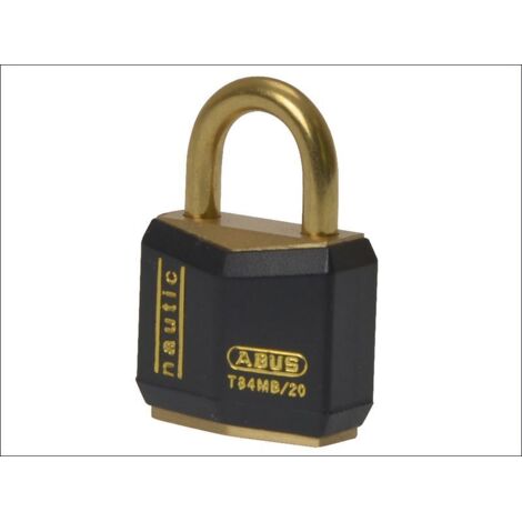 ABUS T84MB/20 Black Brass Rustproof Mechanical Padlock with 20mm Shackle Diameter
