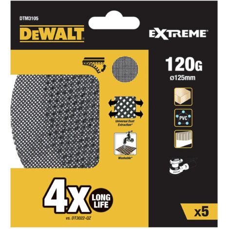 Dewalt DTM3105-QZ DTM3105 Mesh Sanding Disc 125mm 120G Pack 5 DEWDTM3105QZ