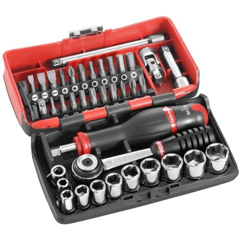 Facom 1/4in Metric Socket And Bit Set 38 Pc Standard Length Chrome FCMR2NANO