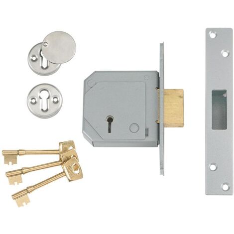 UNION V-3G114E-SC-80 3G114E 5 Lever Mortice Deadlock C-Series 80mm 3in Satin Chrome UNNV3G114C80 (1/3)