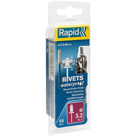 Rapid 5000399 Waterproof Rivets 3.2 x 8mm Blister of 50 RPD5000399