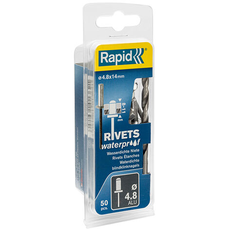 Rapid 5000402 Waterproof Rivets 4.8 x 14mm Blister of 50 RPD5000402