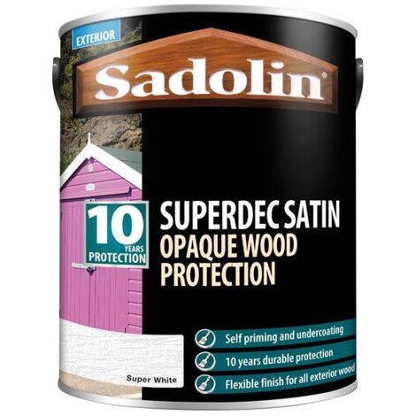 Sadolin 5028827 Superdec Opaque Wood Protection Super White Satin 5 litre SAD5028827