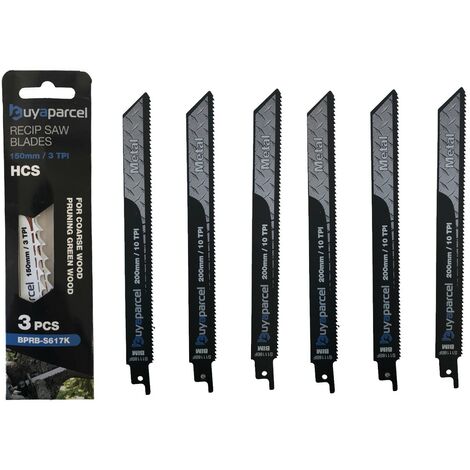 Reciprocating Sabre Saw Blades S1118BF 200mm 10 TPI HCS Metal Aluminium x6 (1/5)