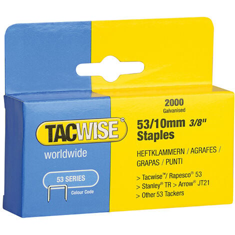 Tacwise 0336 Type 53 Staples 10mm Type JT21 A x2000 Z1-53 Z3-53 TR150L ...