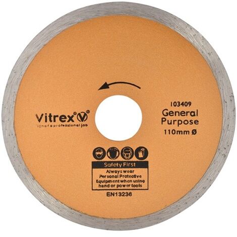 Vitrex 103402NDE Diamond Wet Tile Saw Blade 110mm 103409 22mm Bore VIT103409