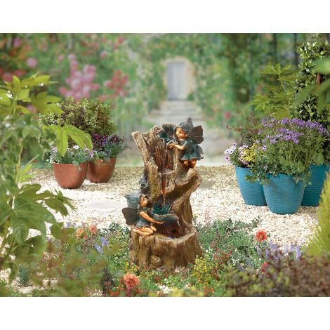 Easy Fountain Spellbound Fairy LED Distinctive Garden Water Feature Stone Effect