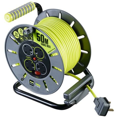 Masterplug OLU50134SL-PX PRO-XT Open Cable Reel 240V 13A 4-Socket 50m ...