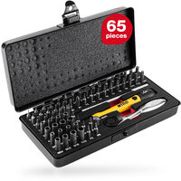 Wiha MicroBit set 65 pcs. incl. storage box (39971) I precision mechanics screwdriver set with bit holder, nut driver, ESD screwdriver handle, ratchet, handle extension and adapter