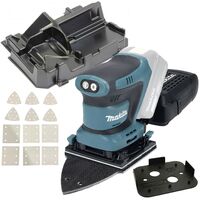 Makita DBO480Z 18v LXT 114mm 1/4 Sheet Finishing Cordless Palm Sander + Inlay