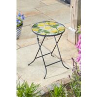 Smart Garden Lemon Yellow Glass Garden Side Coffee Table Folding Indoor Outdoor