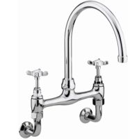 Bristan 1901 Chrome Wall Mounted Bridge Kitchen Sink Mixer Tap - N-WMDSM-C