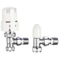 Keyplumb 15mm TRV Thermostatic Radiator Valve Angled & Lockshield Bi-Directional