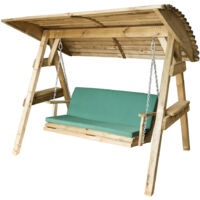 Zest Pad & Back Cushion Miami Santorini 3 Seater Swing Seat Bench Green Burghley