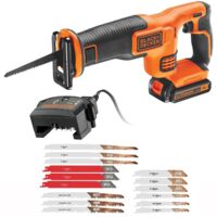 Black and Decker 18v Cordless Reciprocating Saw BDCR18 1 x 1.5ah + x15 Blades