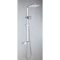 Square Thermostatic Mixer Shower Set - Dual Control Twin Head Ultra Thin Chrome