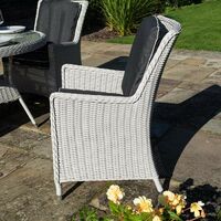 Rowlinson Prestbury 4 Seater Rattan Round Dining Table Chair Set Garden Grey